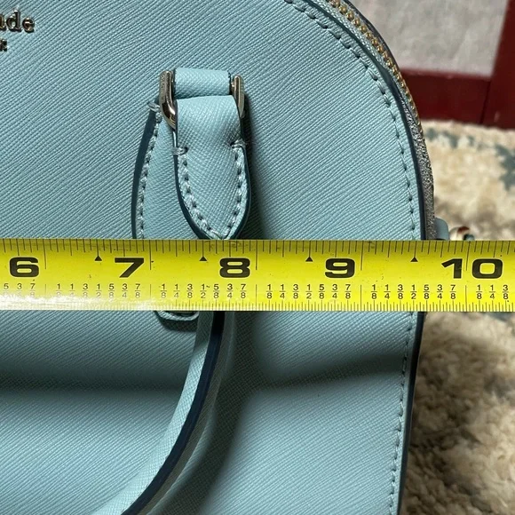 Kate Spade Baby Blue Reiley Medium Dome Saffiano Leather Satchel Crossbody Bag - Picture 9 of 16